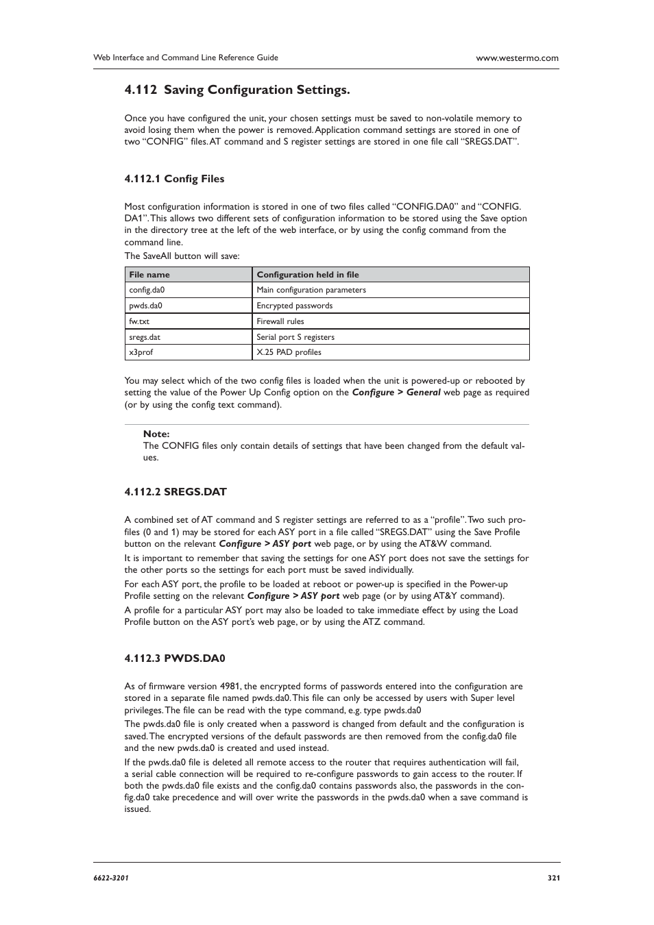 Saving conﬁ guration settings. 4.112 | Westermo MR Series User Manual | Page 321 / 460