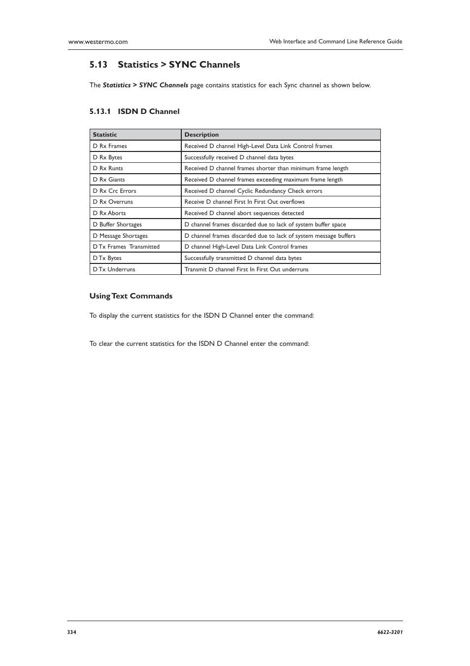 Statistics > sync channels 5.13 | Westermo MR Series User Manual | Page 334 / 460