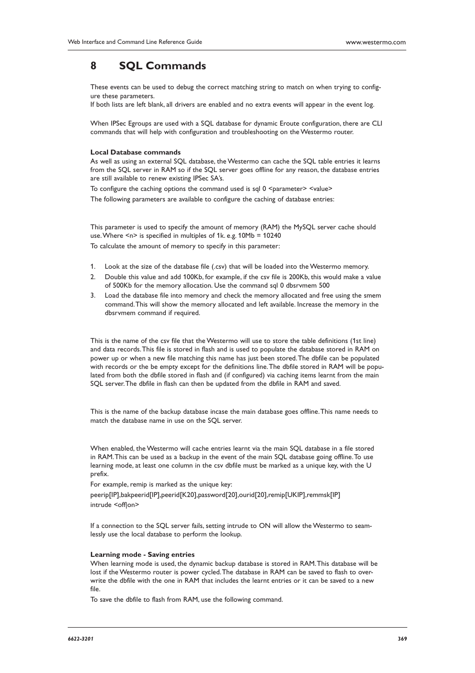 Sql commands 8 | Westermo MR Series User Manual | Page 369 / 460