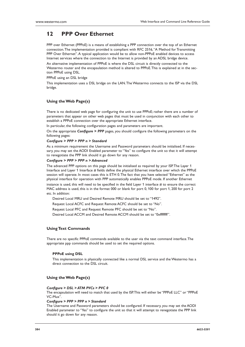 Ppp over ethernet 12 | Westermo MR Series User Manual | Page 384 / 460