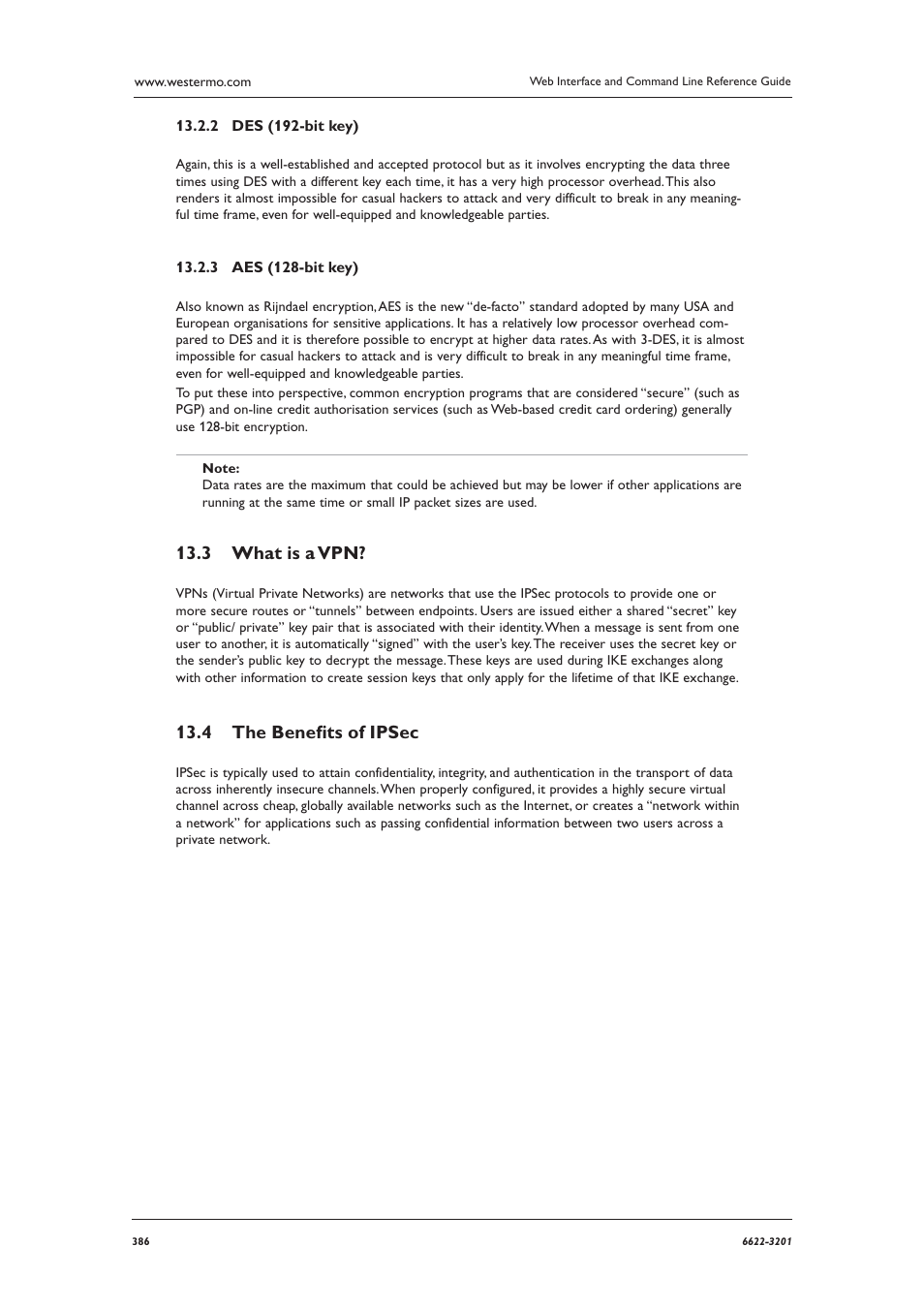 What is a vpn? 13.3, The beneﬁ ts of ipsec 13.4 | Westermo MR Series User Manual | Page 386 / 460