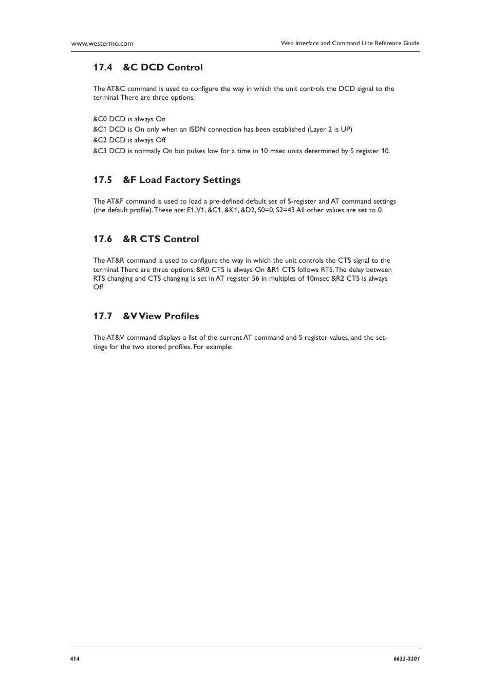 C dcd control 17.4, F load factory settings 17.5, R cts control 17.6 | V view proﬁ les 17.7 | Westermo MR Series User Manual | Page 414 / 460