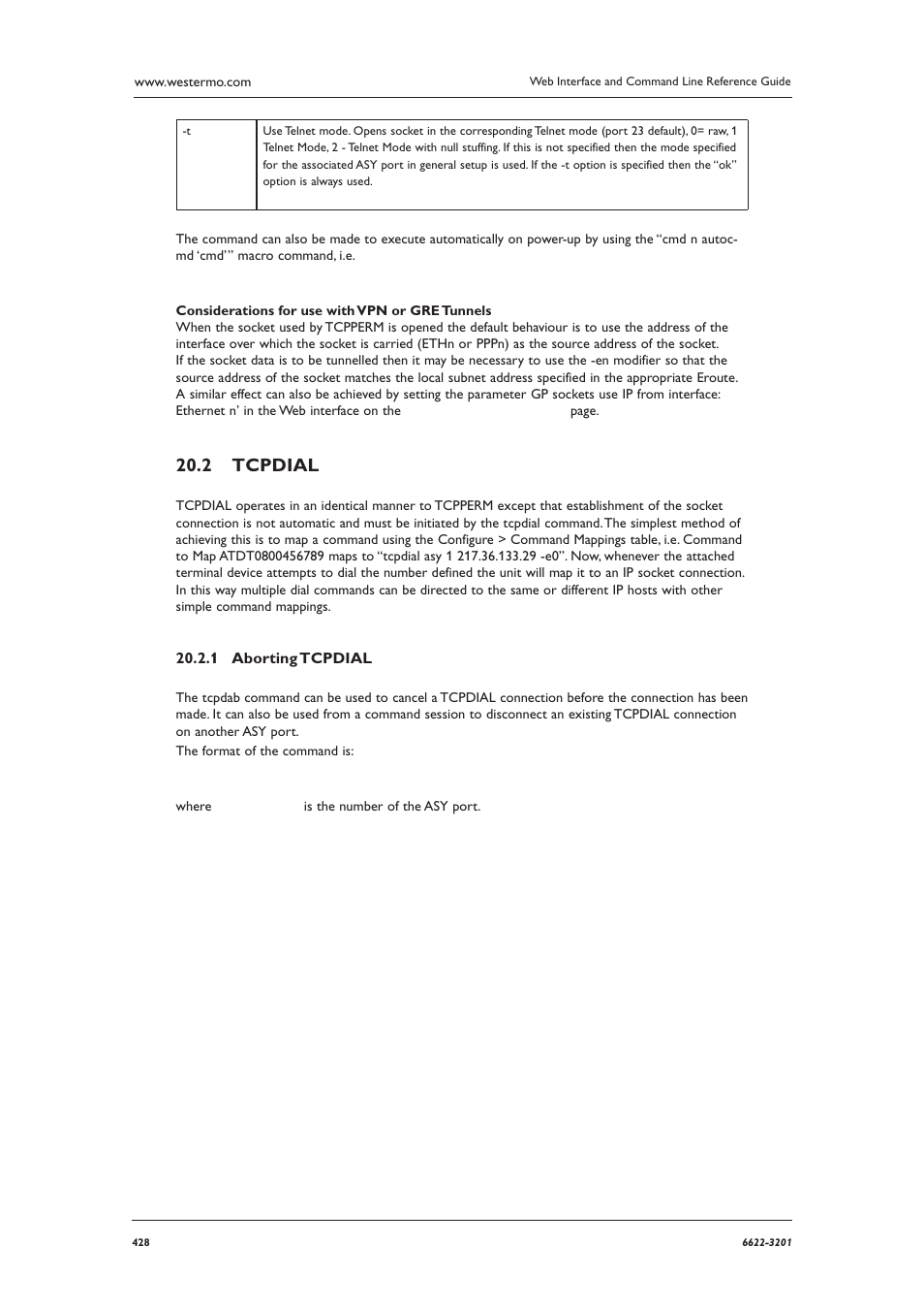 Tcpdial 20.2 | Westermo MR Series User Manual | Page 428 / 460