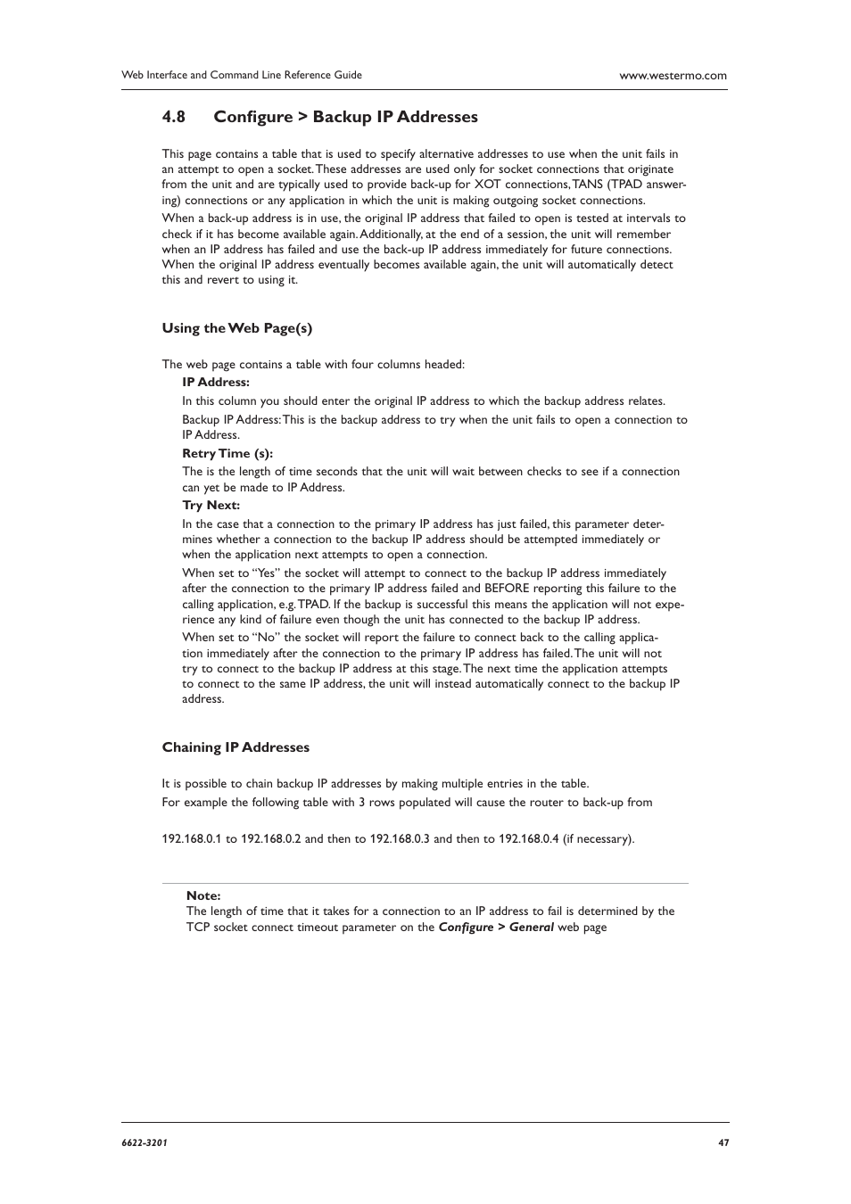 Conﬁ gure > backup ip addresses 4.8 | Westermo MR Series User Manual | Page 47 / 460