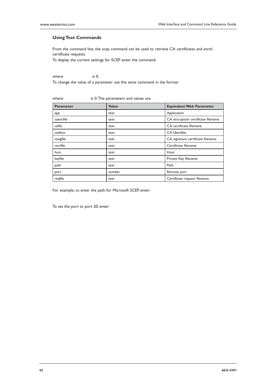 Using text commands | Westermo MR Series User Manual | Page 62 / 460