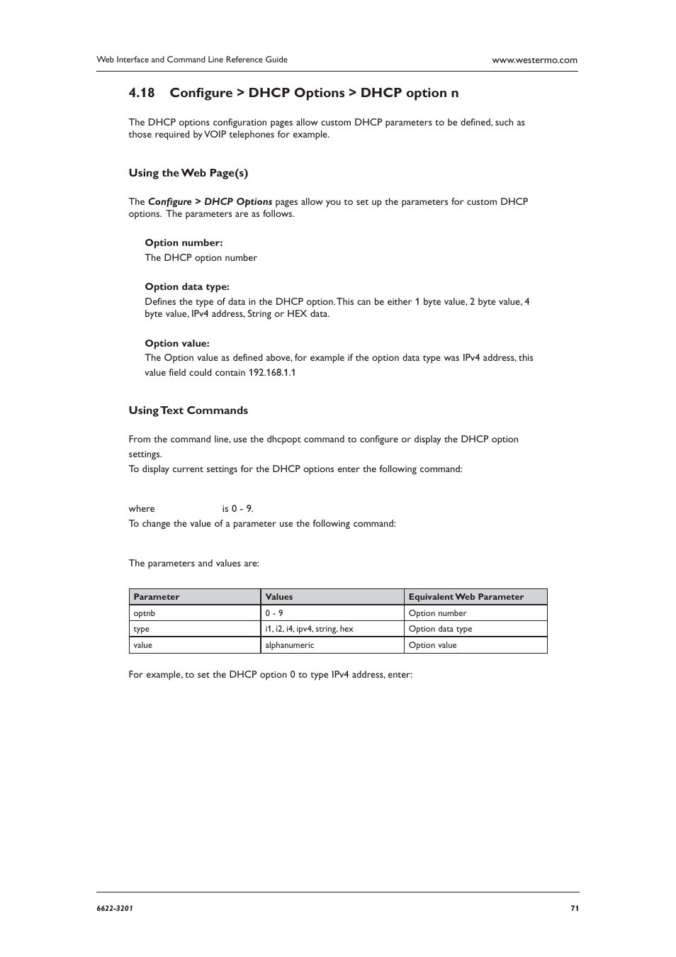 Conﬁ gure > dhcp options > dhcp option n 4.18 | Westermo MR Series User Manual | Page 71 / 460