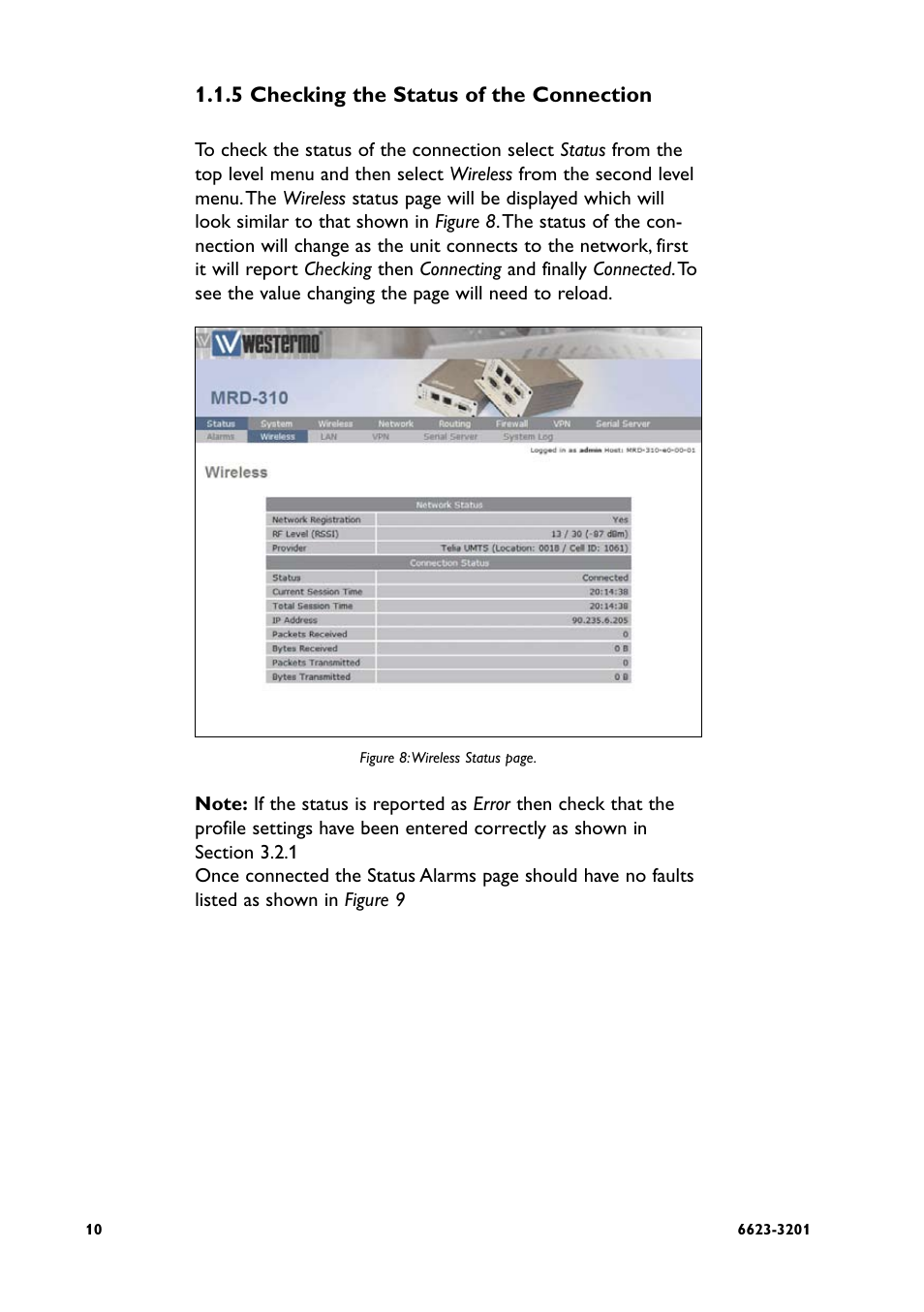 5 checking the status of the connection | Westermo MRD-3x0 User Manual | Page 10 / 199