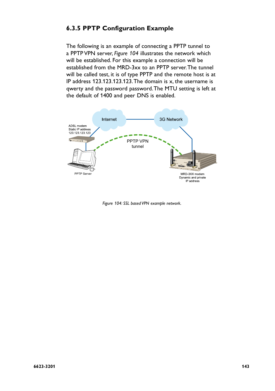 5 pptp configuration example | Westermo MRD-3x0 User Manual | Page 143 / 199