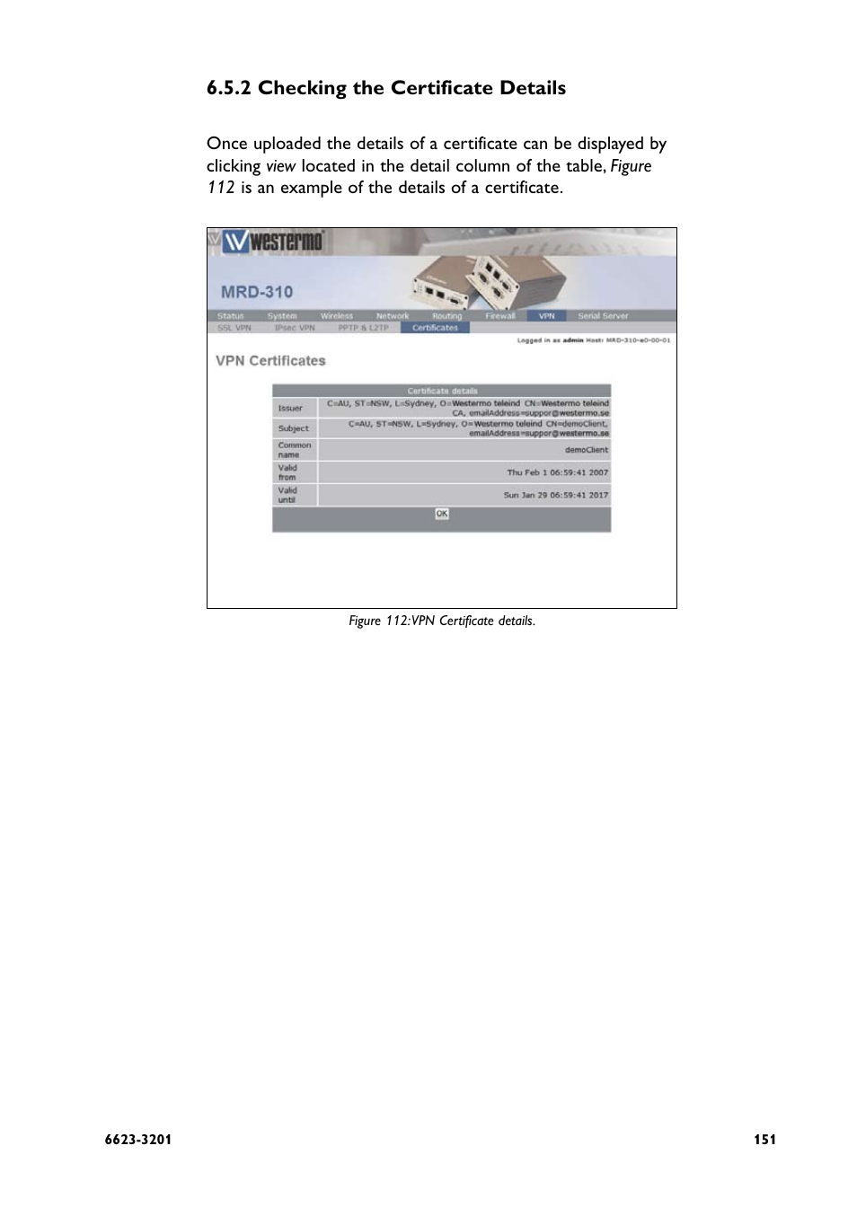 2 checking the certificate details | Westermo MRD-3x0 User Manual | Page 151 / 199