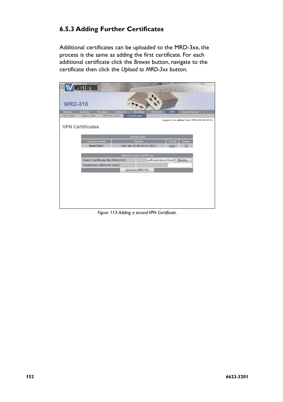 3 adding further certificates | Westermo MRD-3x0 User Manual | Page 152 / 199