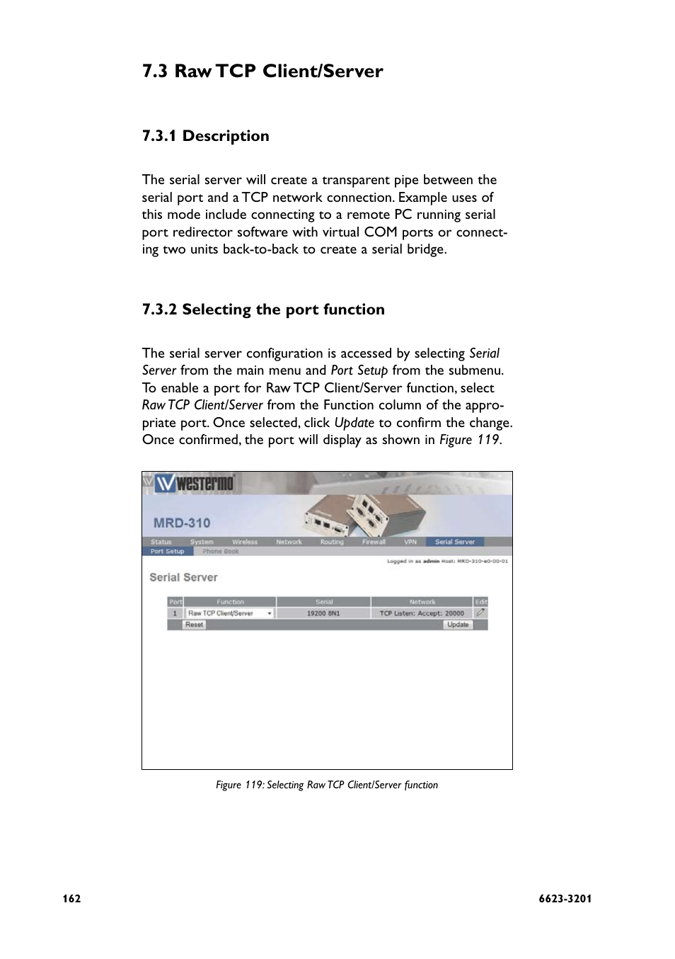 3 raw tcp client/server | Westermo MRD-3x0 User Manual | Page 162 / 199
