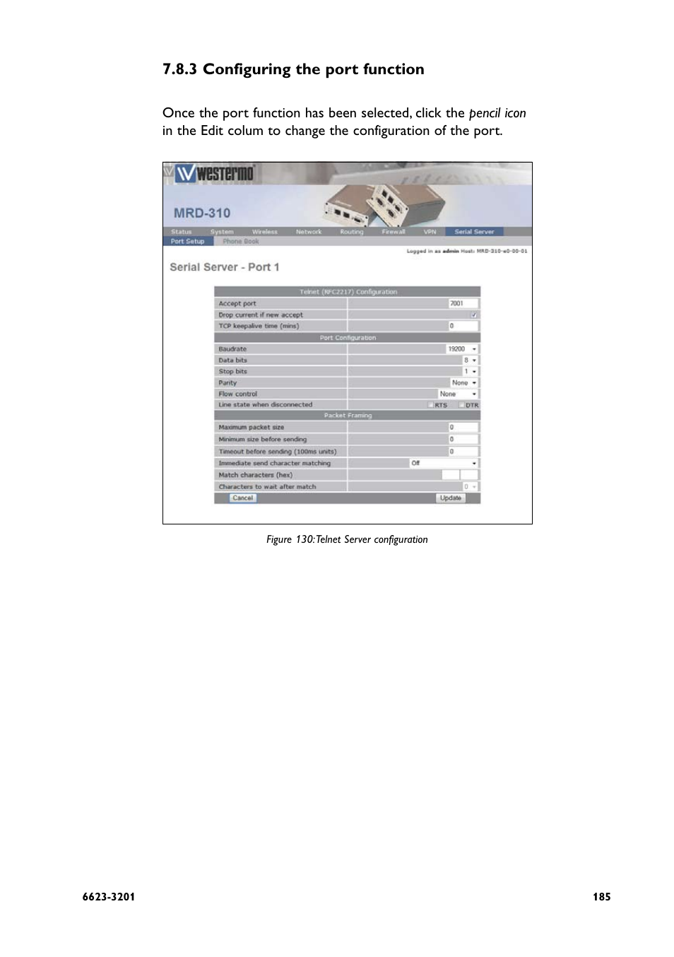 3 configuring the port function | Westermo MRD-3x0 User Manual | Page 185 / 199