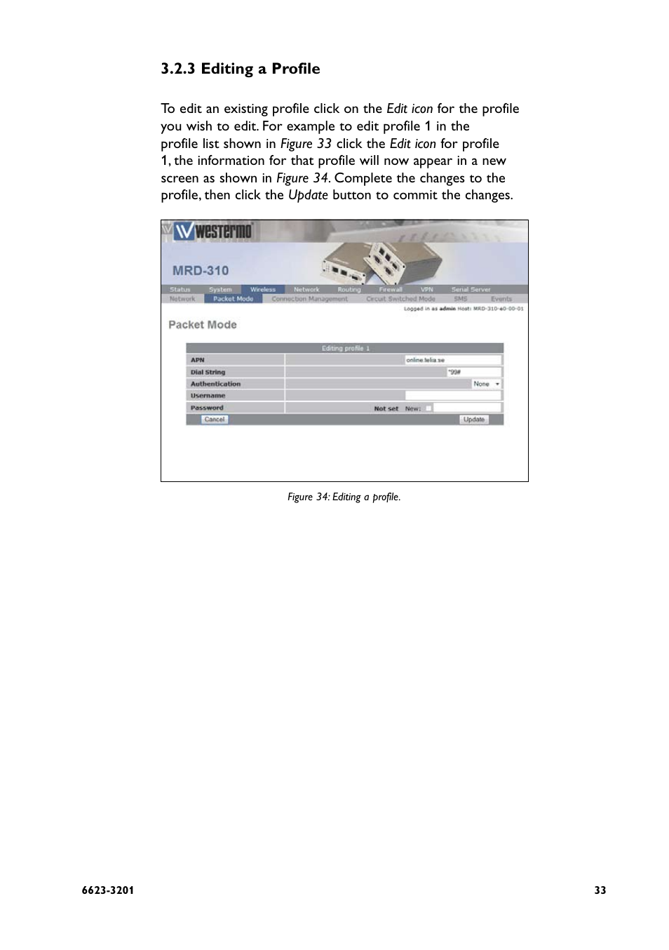 3 editing a profile | Westermo MRD-3x0 User Manual | Page 33 / 199