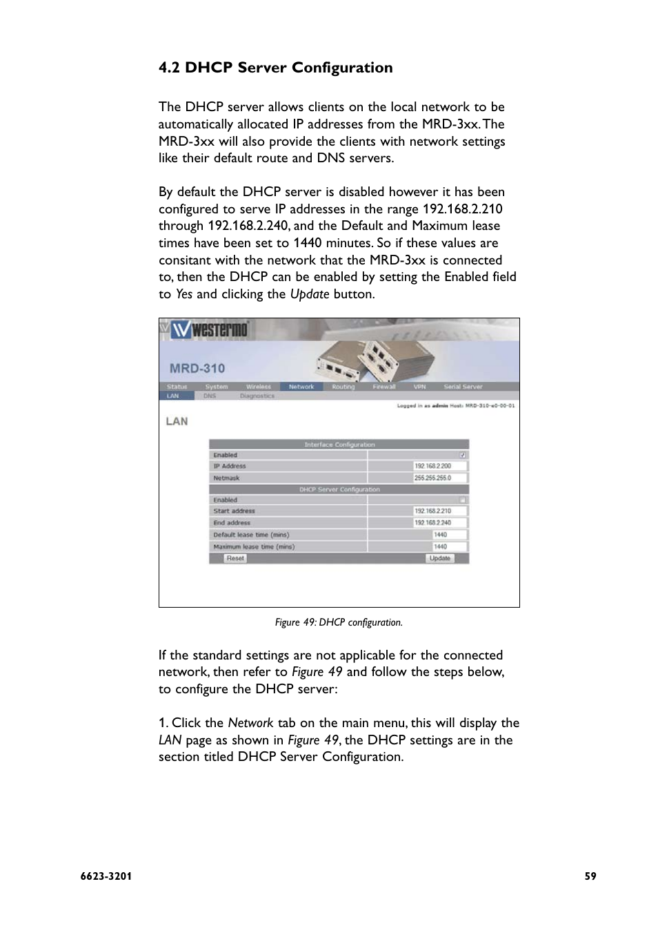 2 dhcp server configuration | Westermo MRD-3x0 User Manual | Page 59 / 199