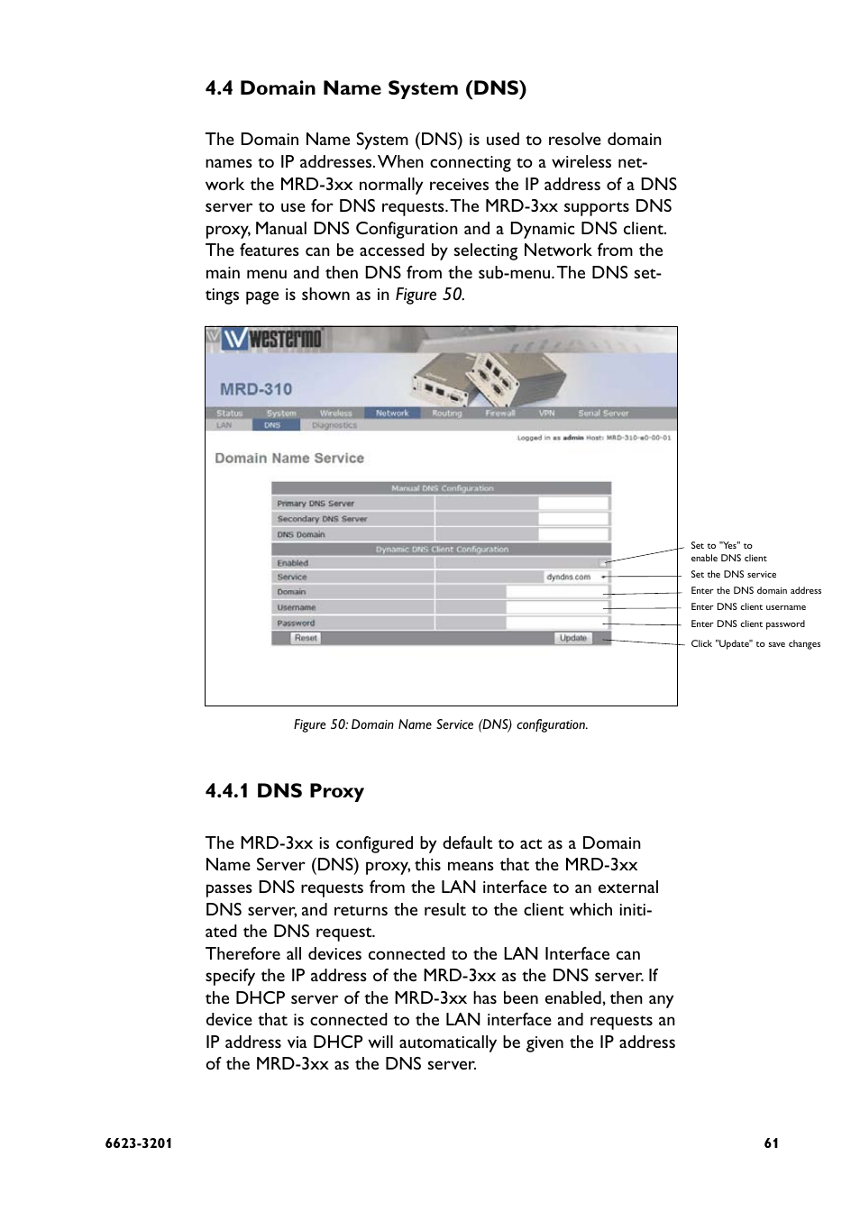 4 domain name system (dns), 1 dns proxy | Westermo MRD-3x0 User Manual | Page 61 / 199