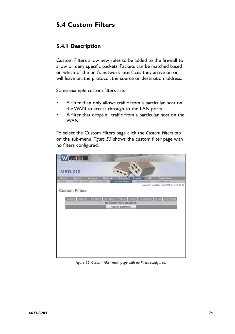 4 custom filters | Westermo MRD-3x0 User Manual | Page 71 / 199