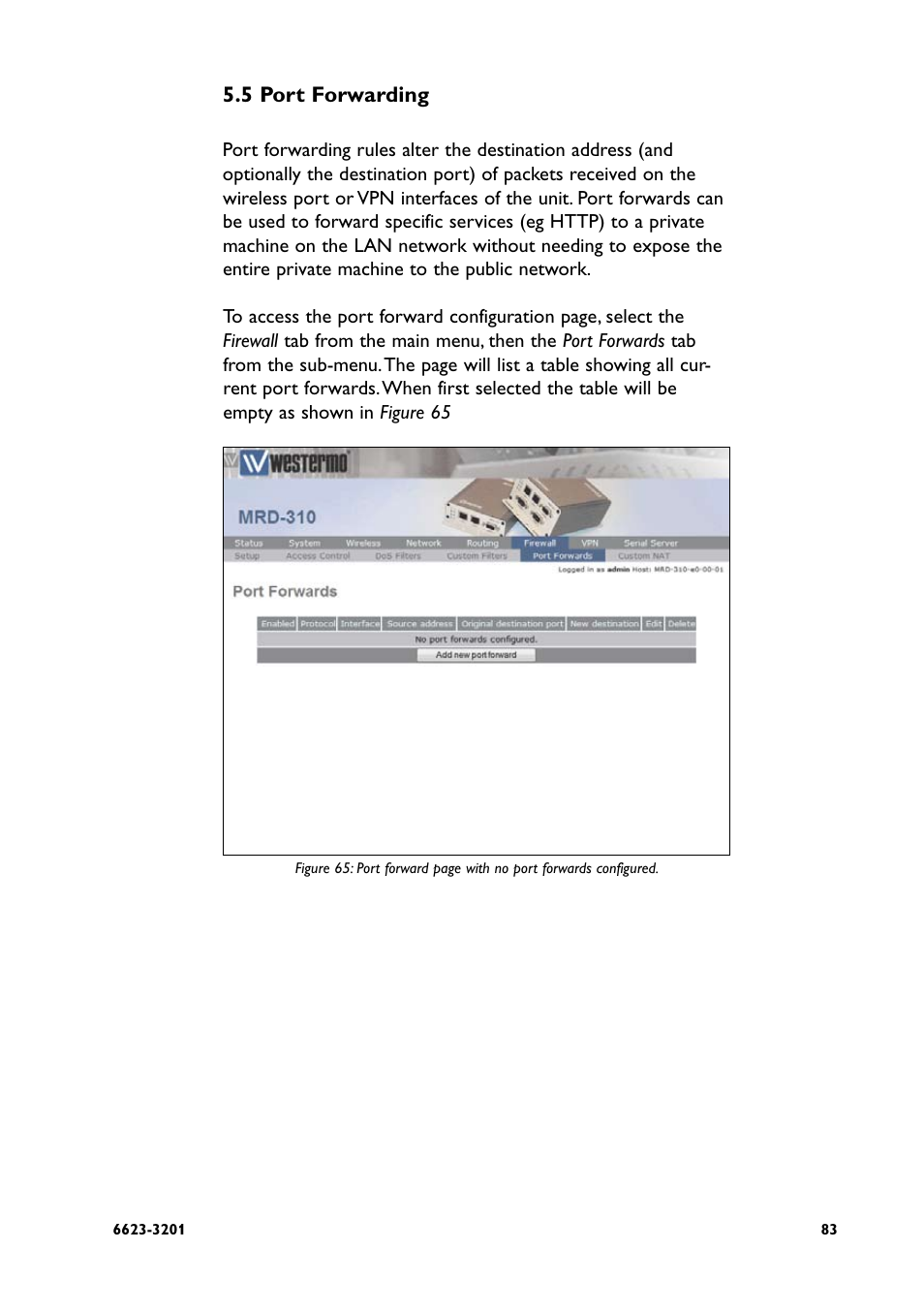 5 port forwarding | Westermo MRD-3x0 User Manual | Page 83 / 199