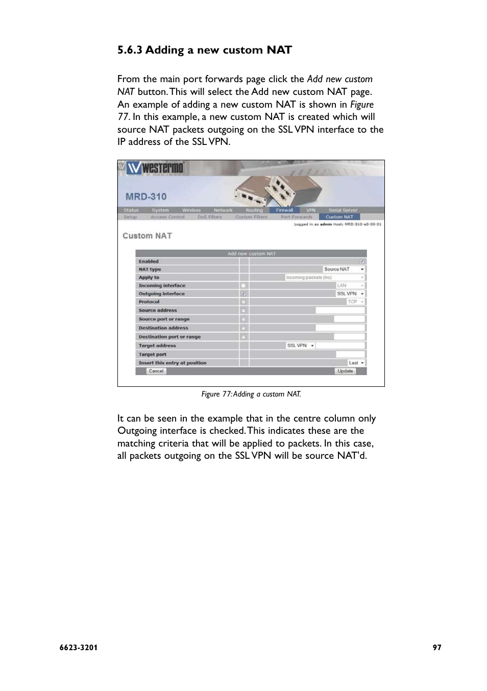 3 adding a new custom nat | Westermo MRD-3x0 User Manual | Page 97 / 199