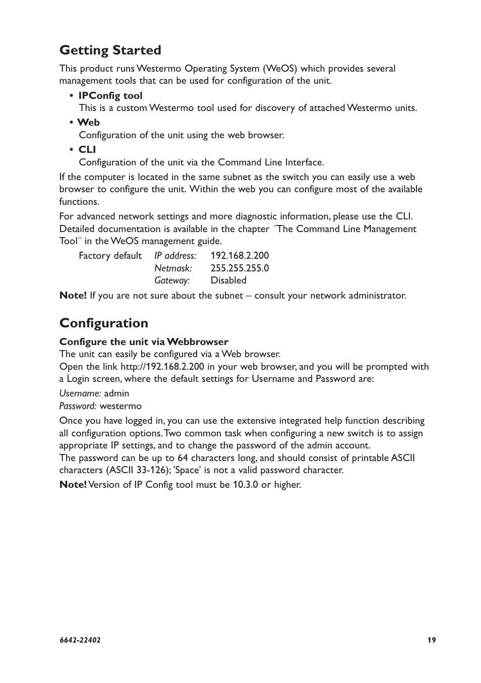 Getting started, Configuration | Westermo DDW-226 User Manual | Page 19 / 24