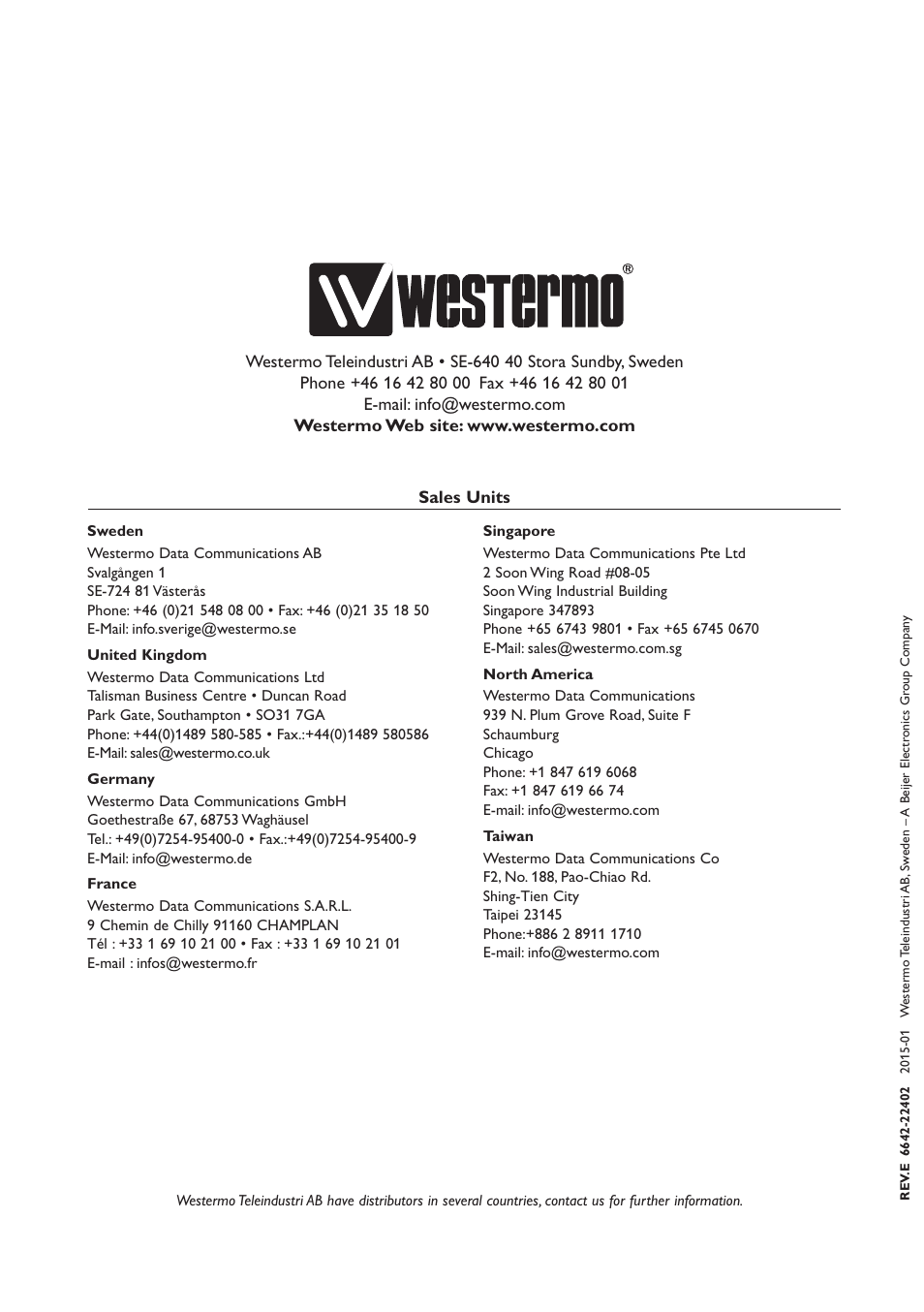 Sales units | Westermo DDW-226 User Manual | Page 24 / 24