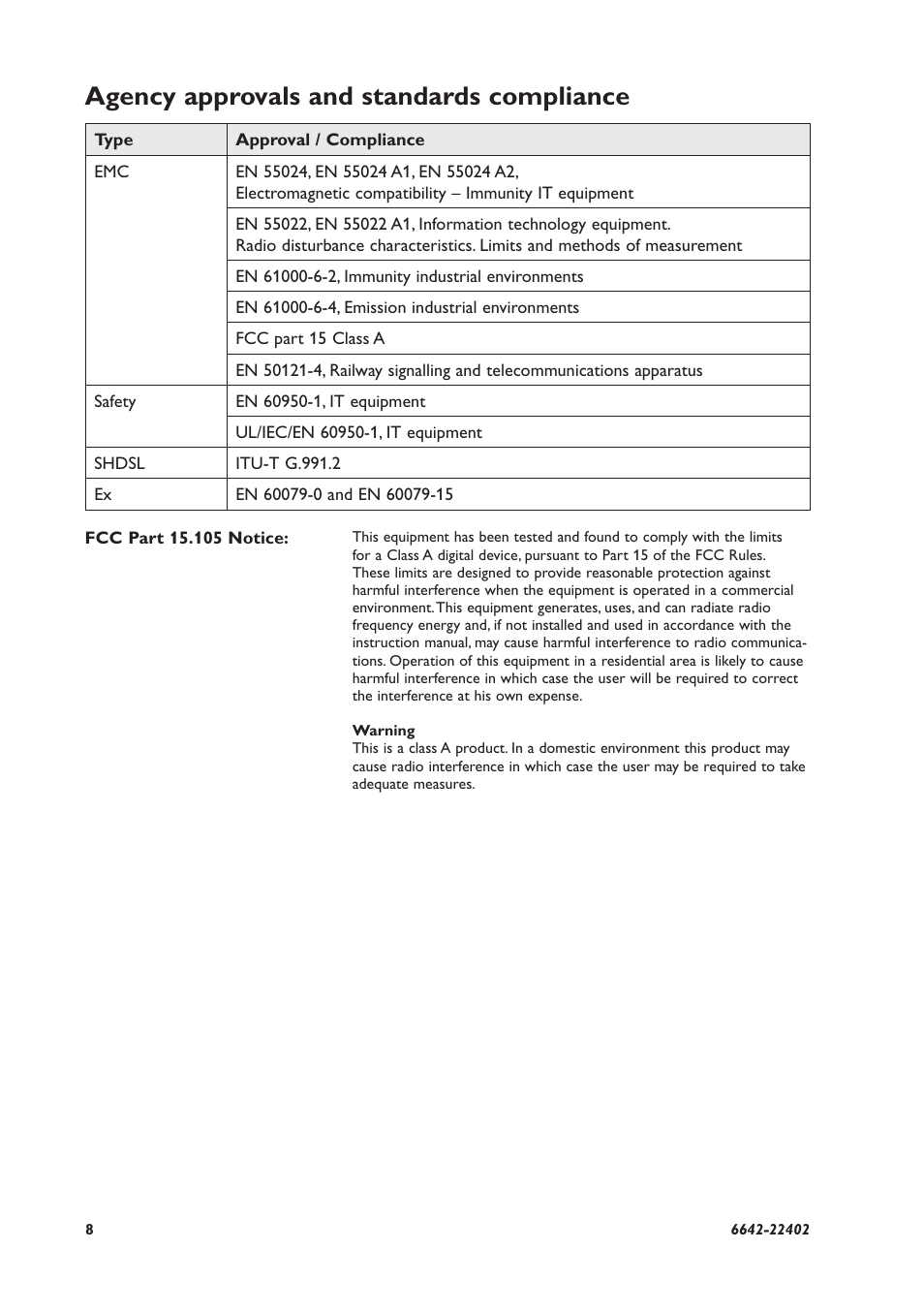 Agency approvals and standards compliance | Westermo DDW-226 User Manual | Page 8 / 24