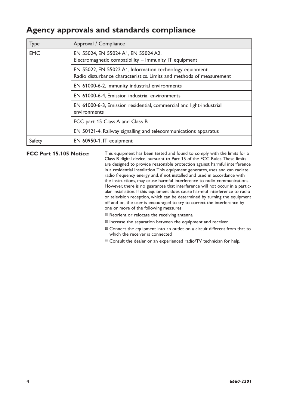 Agency approvals and standards compliance | Westermo FDV-206-1D-1S User Manual | Page 4 / 24
