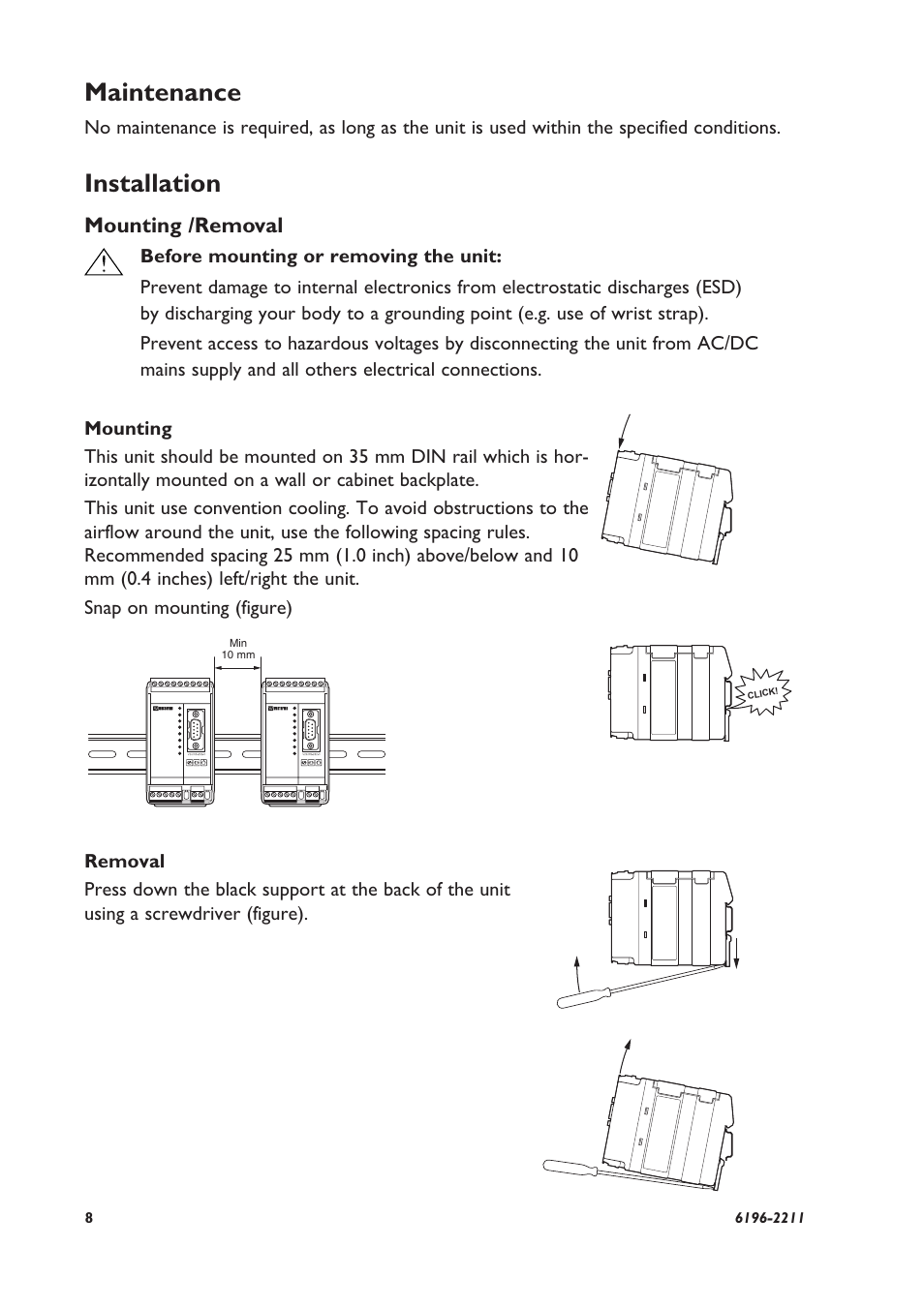 Maintenance, Installation | Westermo GD-01 User Manual | Page 8 / 20