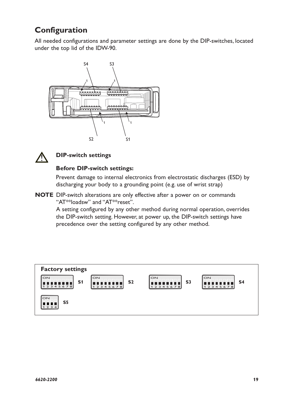 Configuration, Factory settings | Westermo IDW-90 User Manual | Page 19 / 44