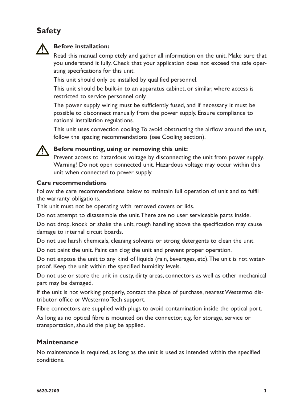 Safety | Westermo IDW-90 User Manual | Page 3 / 44