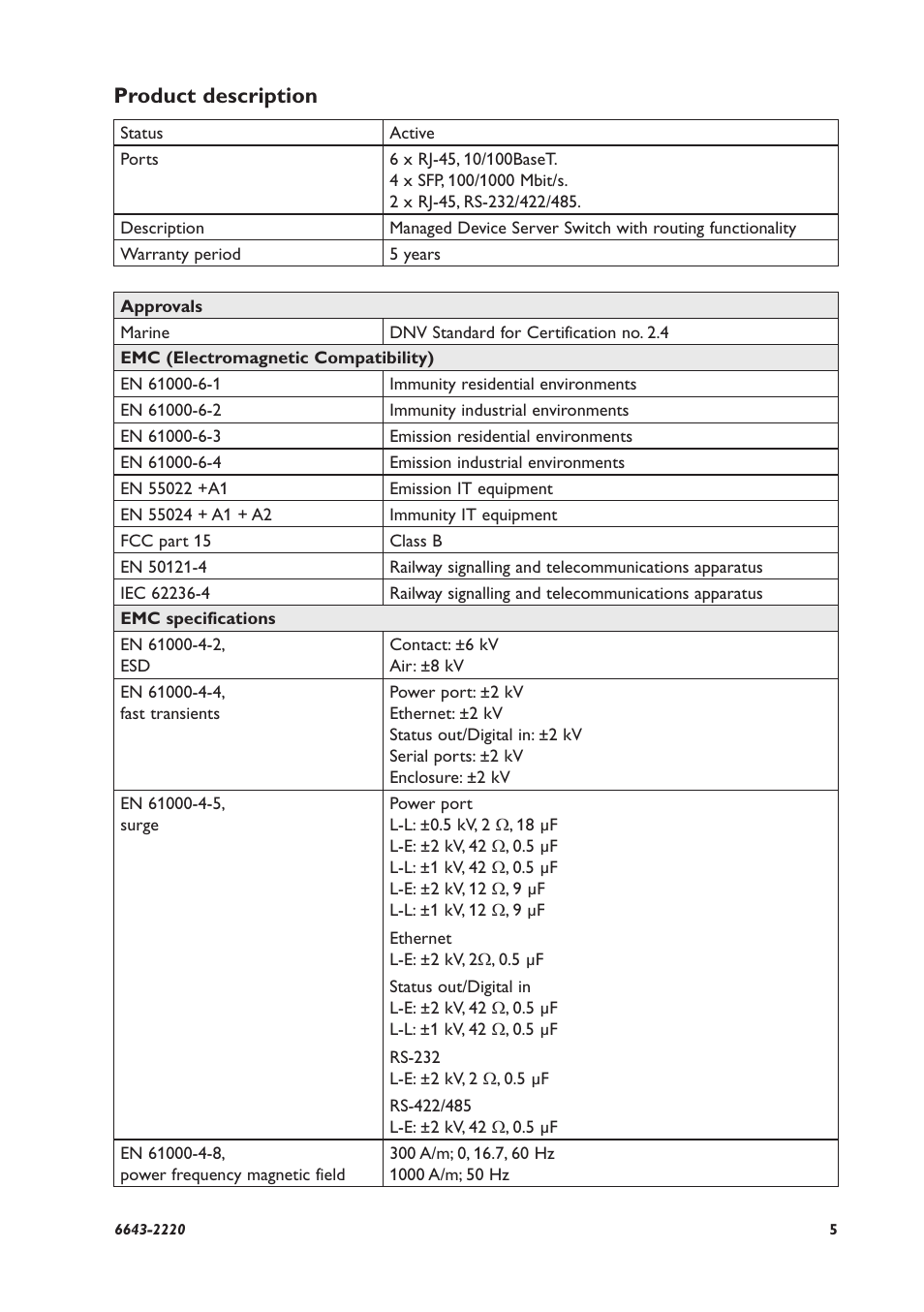 Product description | Westermo Lynx-x08-F2G-S2 User Manual | Page 5 / 20