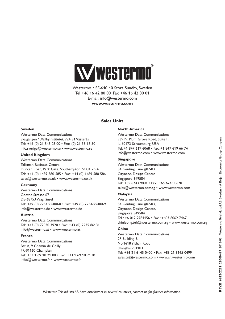 Sales units | Westermo MR-2x0 User Manual | Page 28 / 28