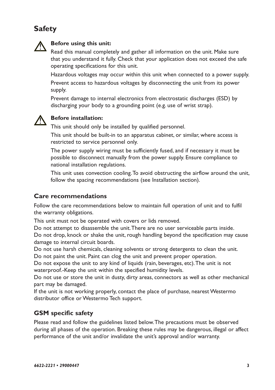 Safety | Westermo MR-2x0 User Manual | Page 3 / 28