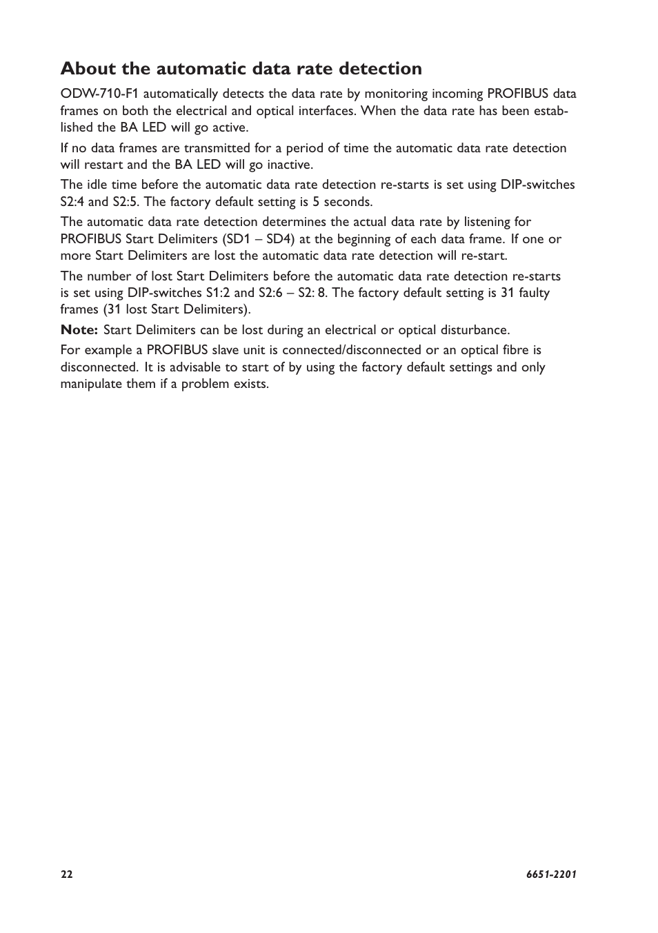 About the automatic data rate detection | Westermo ODW-710-F1 User Manual | Page 22 / 24