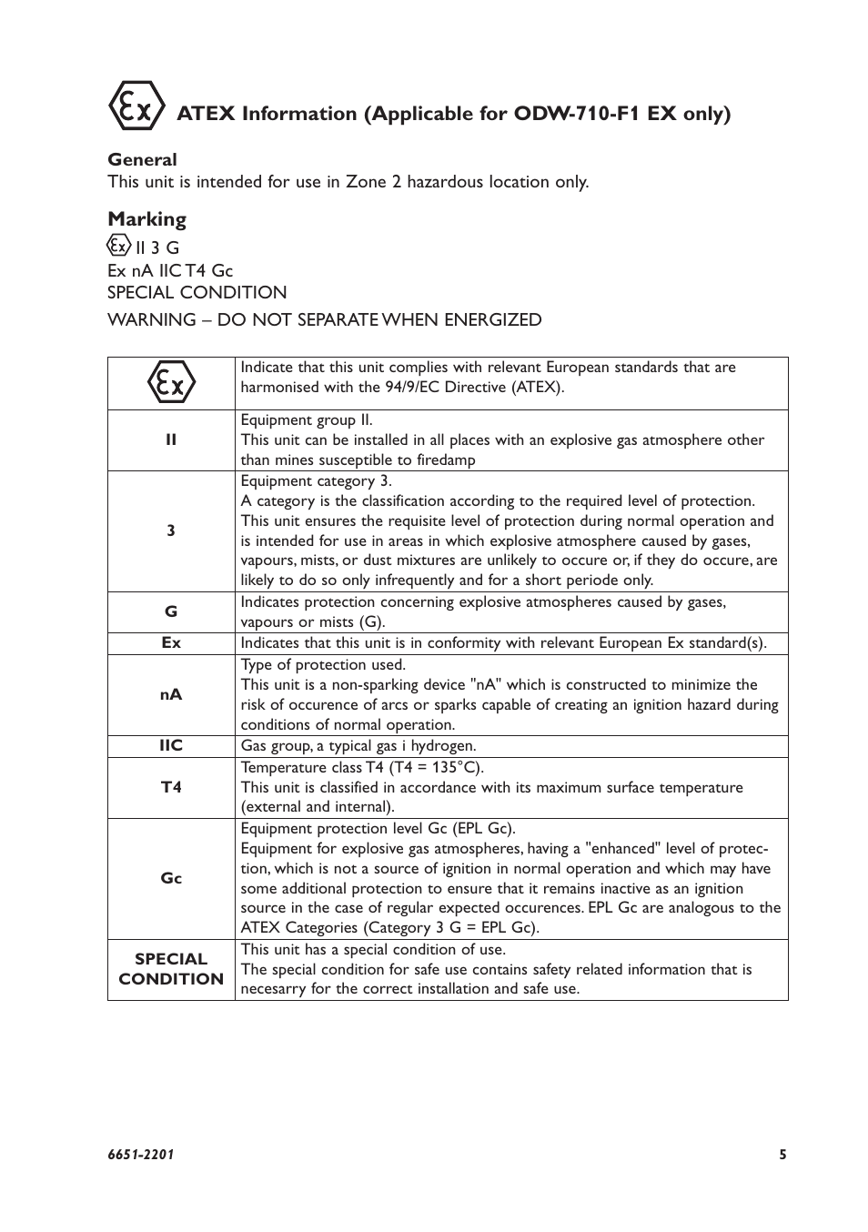 Marking | Westermo ODW-710-F1 User Manual | Page 5 / 24