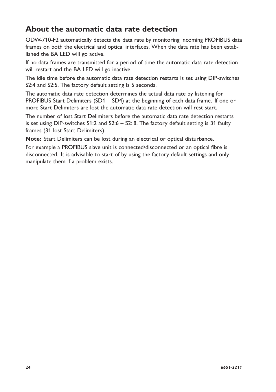About the automatic data rate detection | Westermo ODW-710-F2 User Manual | Page 24 / 28