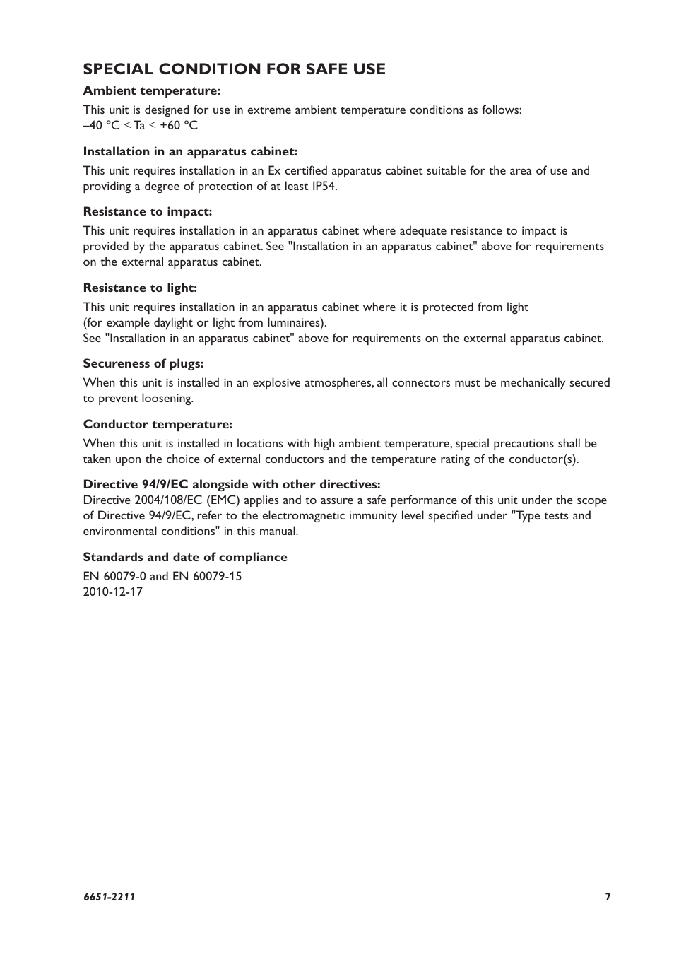 Special condition for safe use | Westermo ODW-710-F2 User Manual | Page 7 / 28