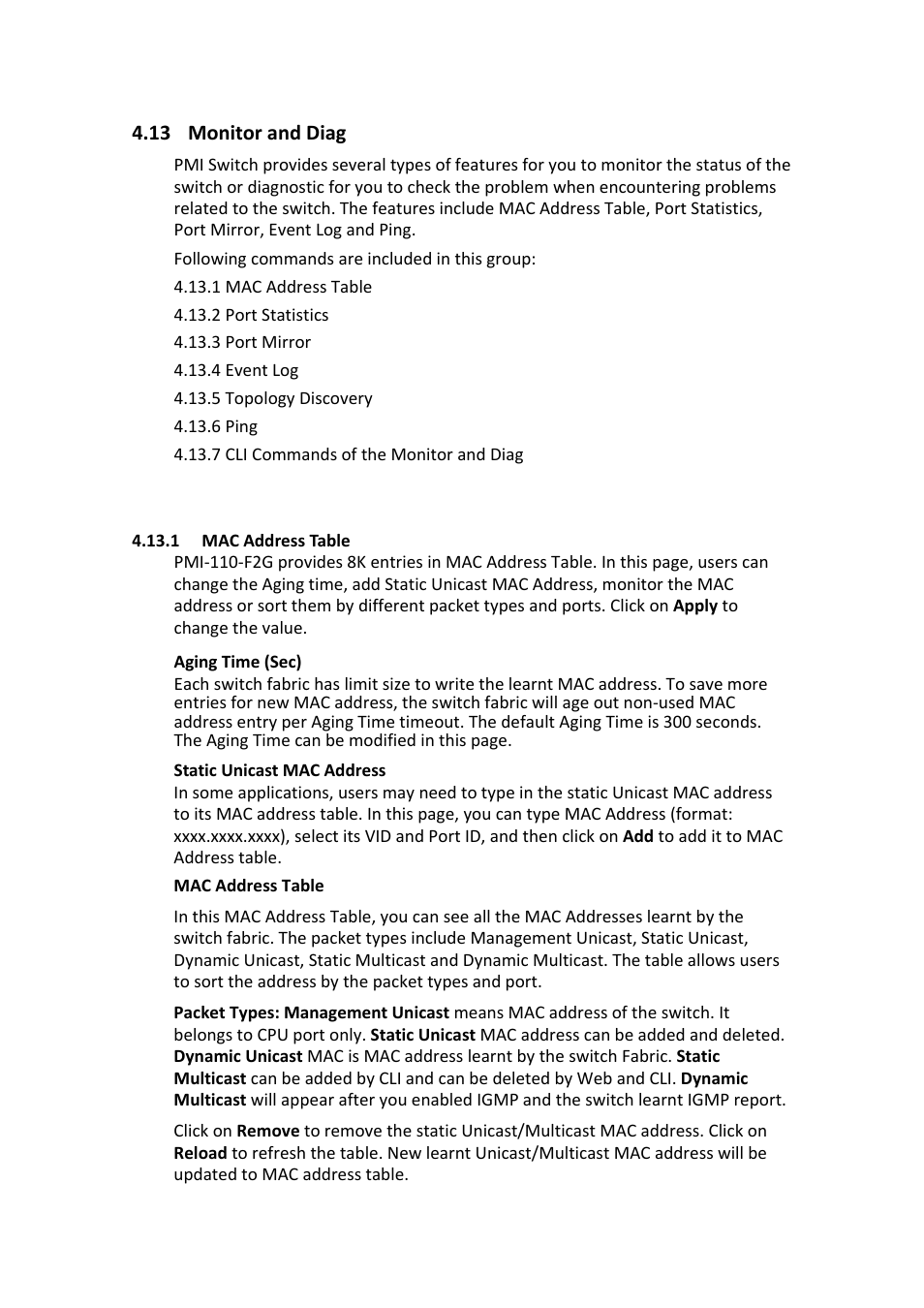 13 monitor and diag, Monitor and diag | Westermo PMI-110-F2G User Manual | Page 133 / 146