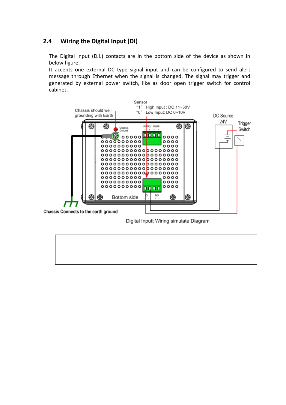 4 wiring the digital input (di), Wiring the digital input (di) | Westermo PMI-110-F2G User Manual | Page 18 / 146