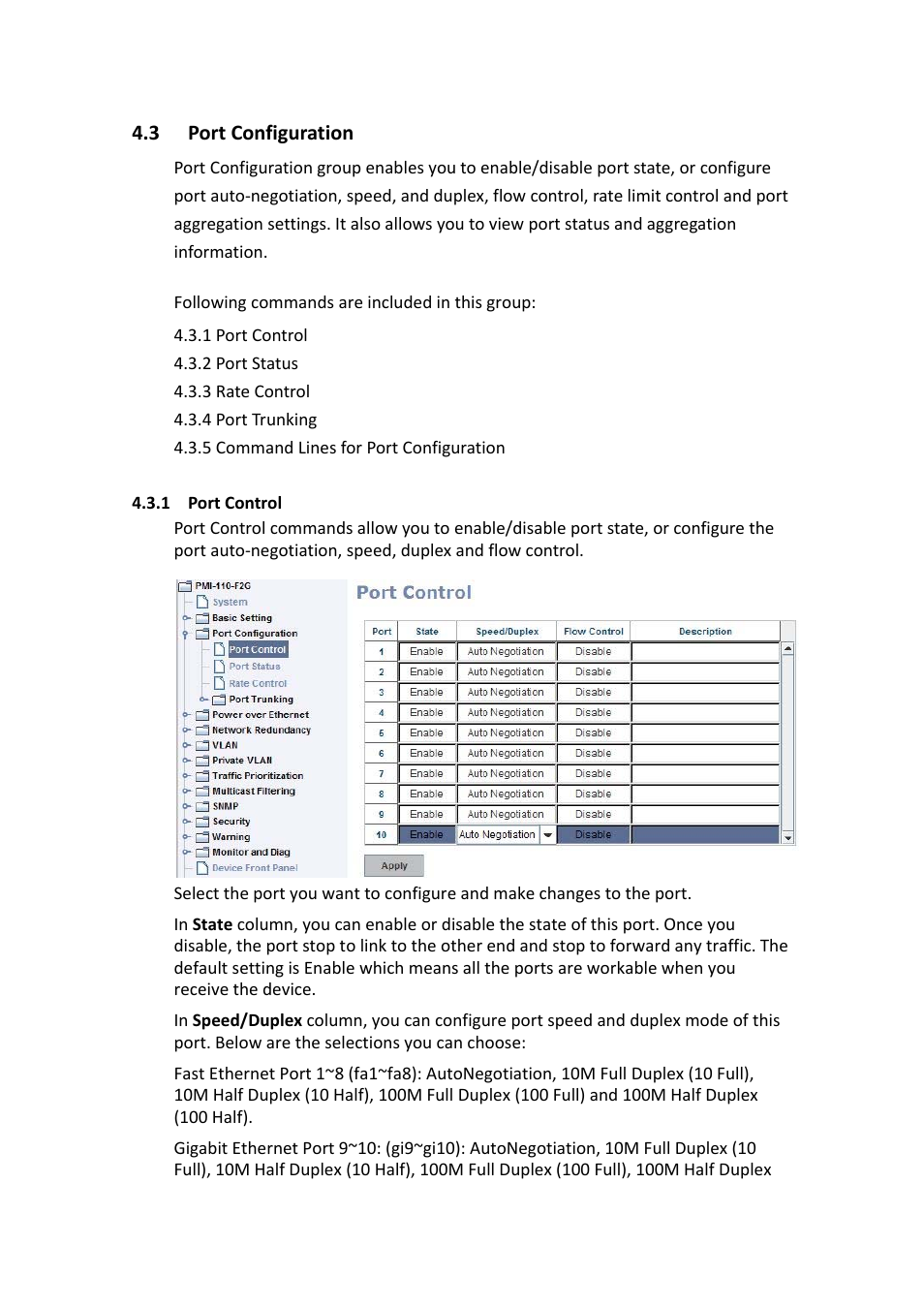 3 port configuration, Port configuration | Westermo PMI-110-F2G User Manual | Page 53 / 146