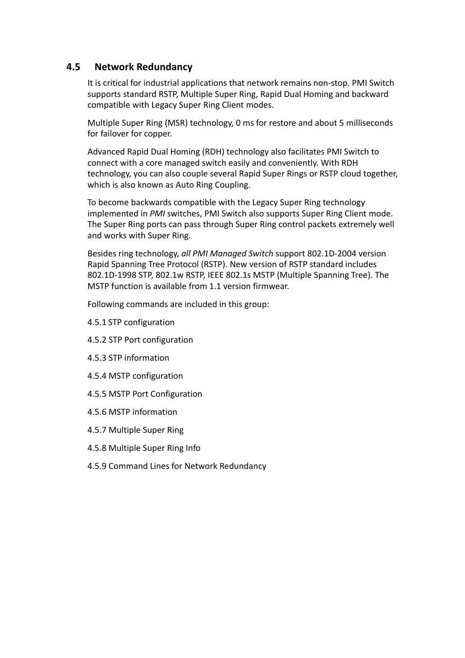 5 network redundancy, Network redundancy | Westermo PMI-110-F2G User Manual | Page 68 / 146