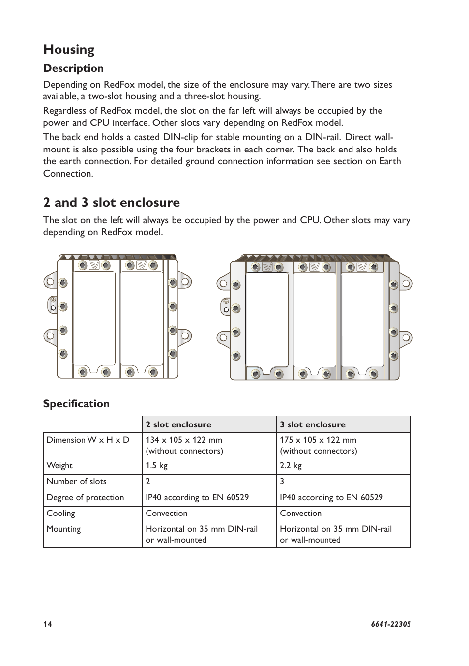 Housing, 2 and 3 slot enclosure | Westermo RFI-xx User Manual | Page 14 / 32