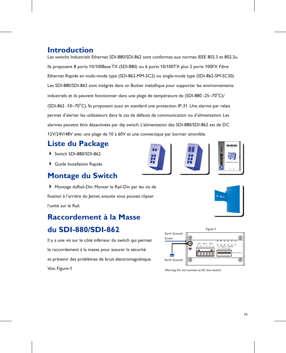Introduction, Montage du switch, Liste du package | Westermo SDI-8xx User Manual | Page 8 / 16
