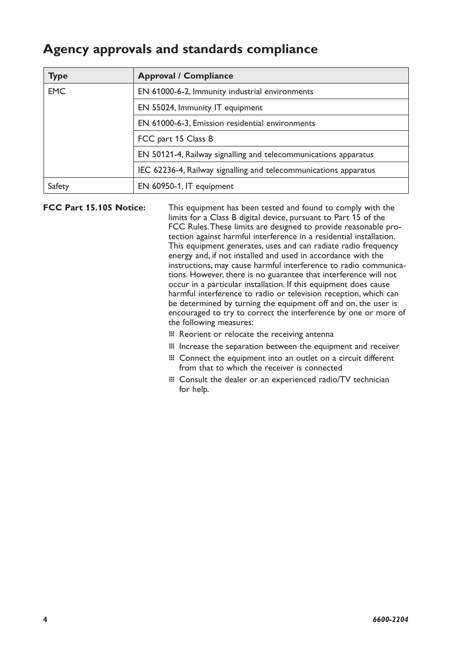 Agency approvals and standards compliance | Westermo TD-23 User Manual | Page 4 / 24