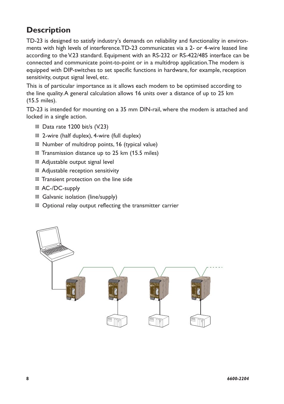 Description | Westermo TD-23 User Manual | Page 8 / 24