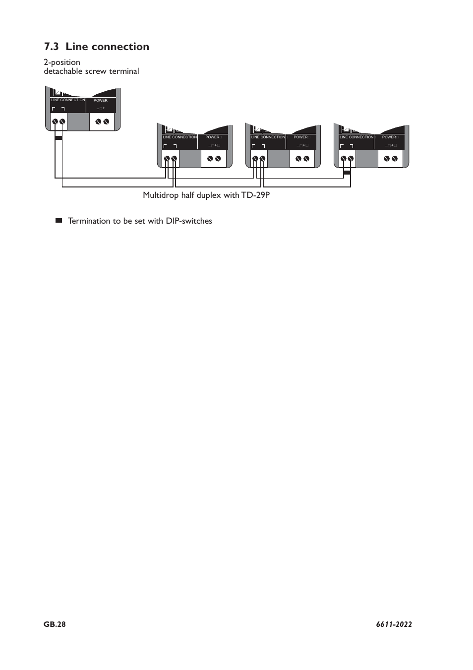 3 line connection | Westermo TD-29P User Manual | Page 14 / 16