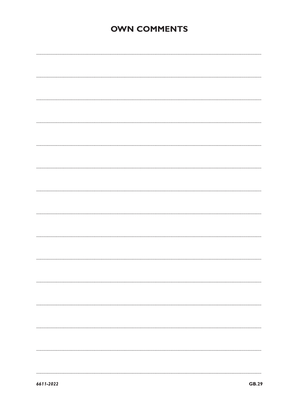 Own comments | Westermo TD-29P User Manual | Page 15 / 16