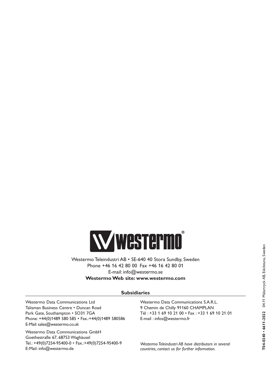 Westermo TD-29P User Manual | Page 16 / 16