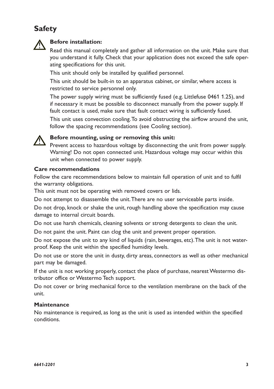 Safety | Westermo Viper 408 User Manual | Page 3 / 20