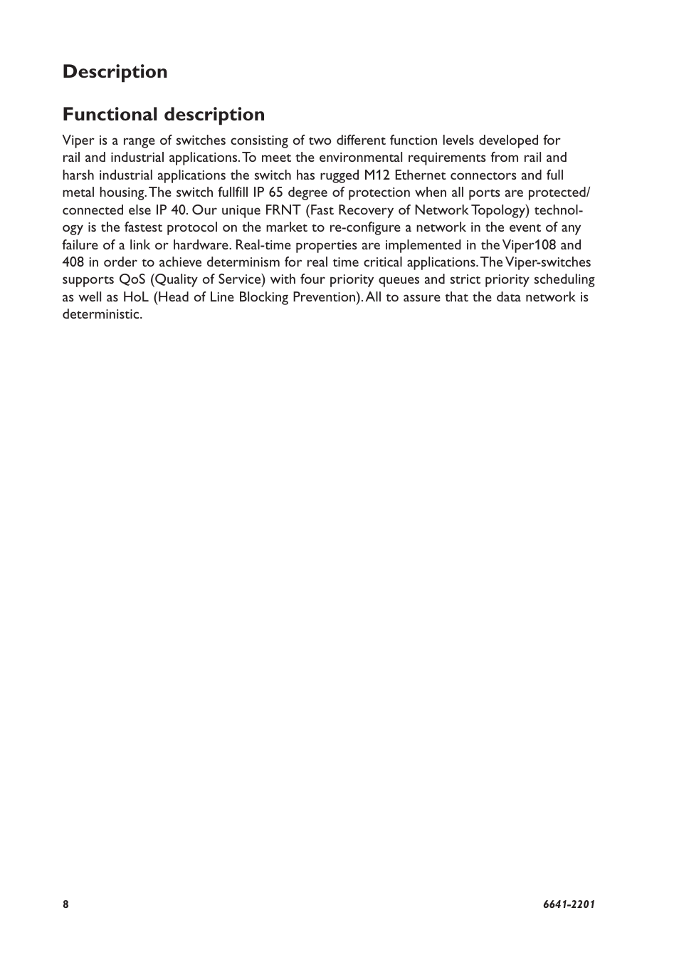 Description functional description | Westermo Viper 408 User Manual | Page 8 / 20