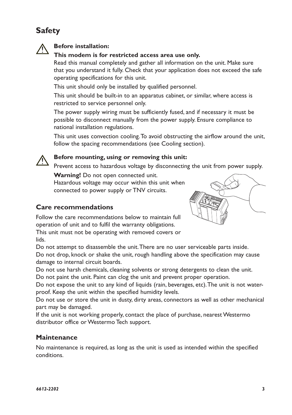 Safety | Westermo AD-01 User Manual | Page 3 / 24